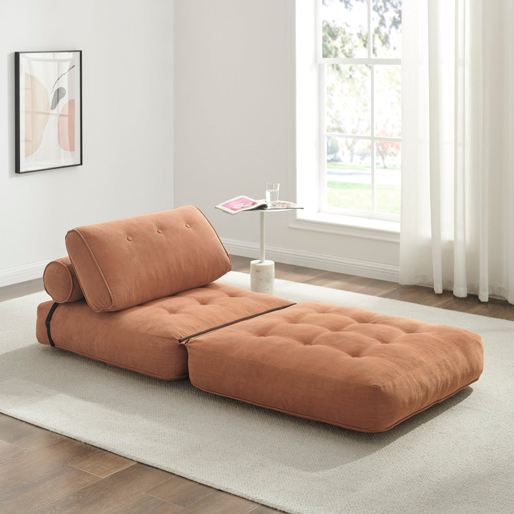 Faye Fabric Foam Compressed Fold Out Single Seat Sofa Bed Terracotta Fast shipping On sale