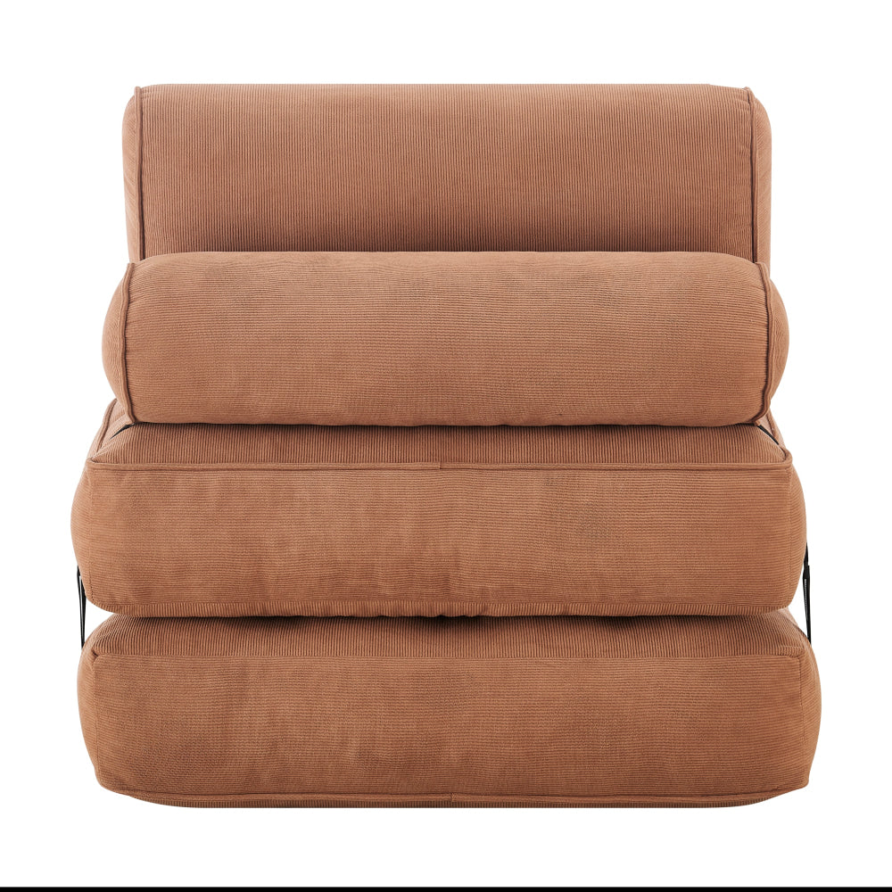 Faye Fabric Foam Compressed Fold Out Single Seat Sofa Bed Terracotta Fast shipping On sale