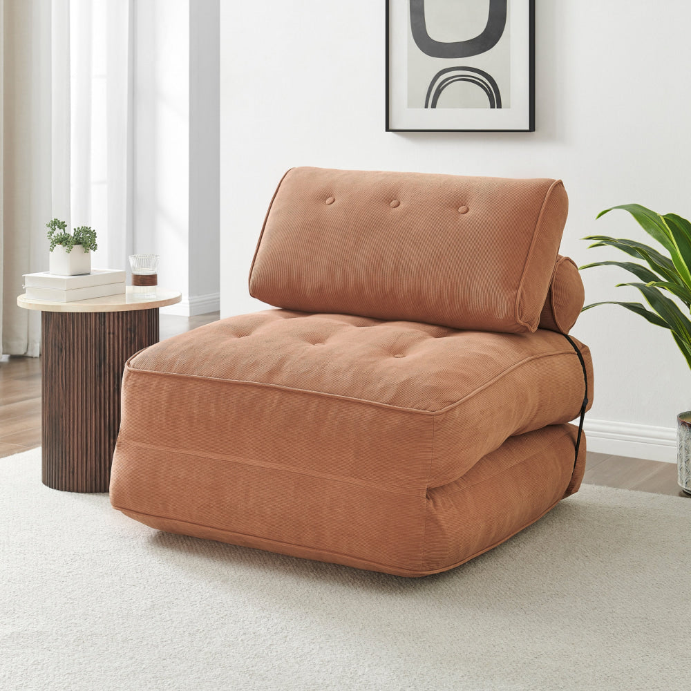 Faye Fabric Foam Compressed Fold Out Single Seat Sofa Bed Terracotta Fast shipping On sale