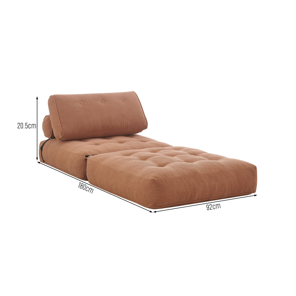 Faye Fabric Foam Compressed Fold Out Single Seat Sofa Bed Terracotta Fast shipping On sale
