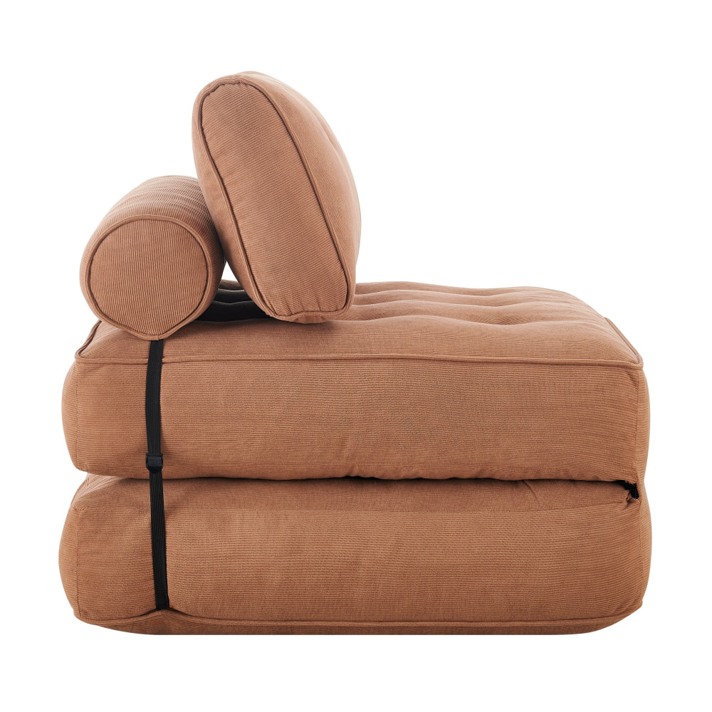 Faye Fabric Foam Compressed Fold Out Single Seat Sofa Bed Terracotta Fast shipping On sale