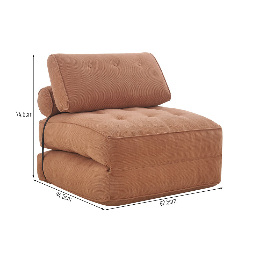 Faye Fabric Foam Compressed Fold Out Single Seat Sofa Bed Terracotta Fast shipping On sale