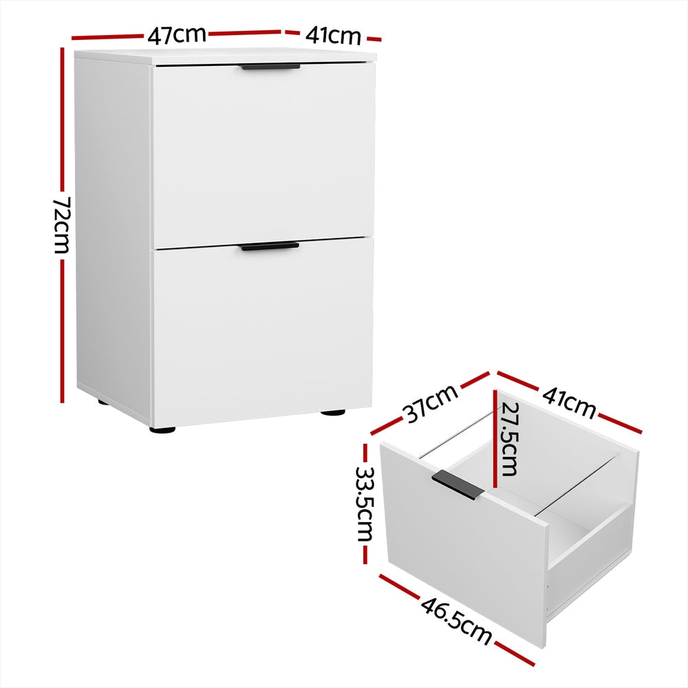 Filing Cabinet Files Storage Office Shelves File Organiser White 2 Drawer Fast shipping On sale