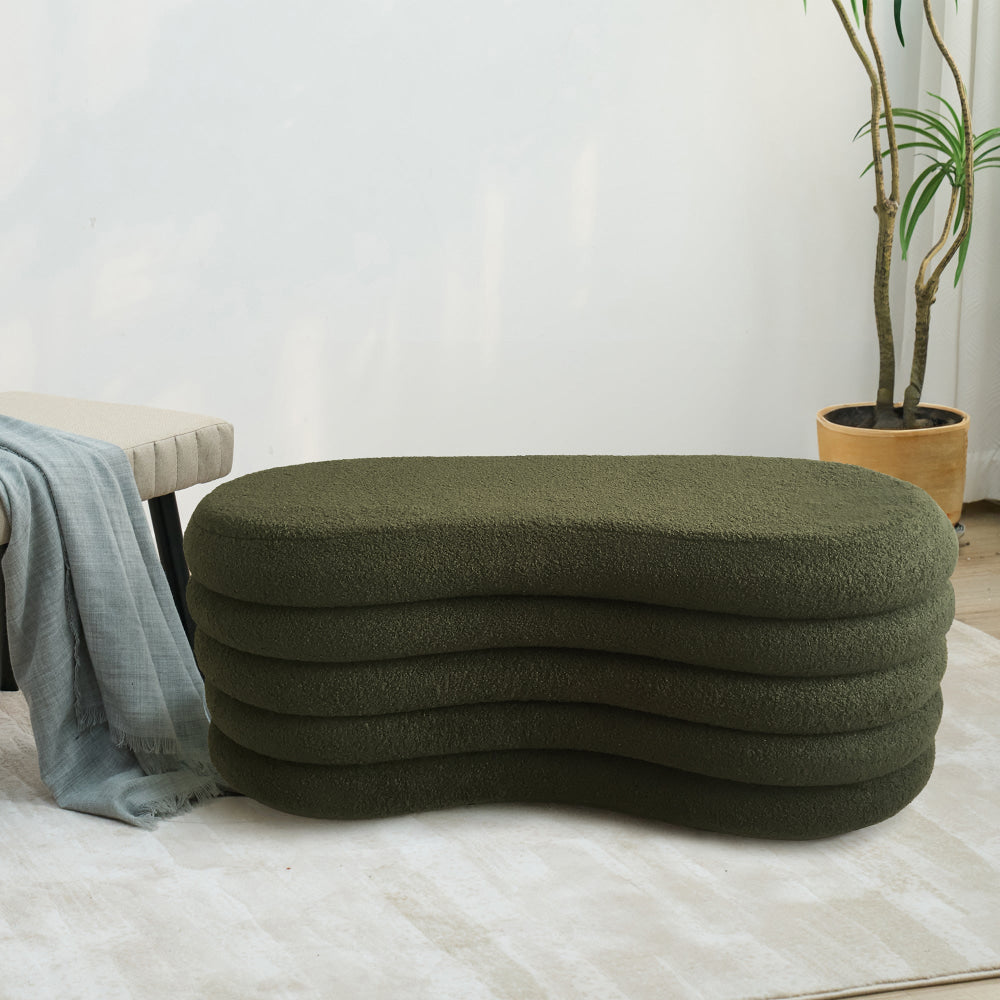 Finian Modern Stylish Boucle Fabric Storage Ottoman Bench Foot Rest Green Fast shipping On sale