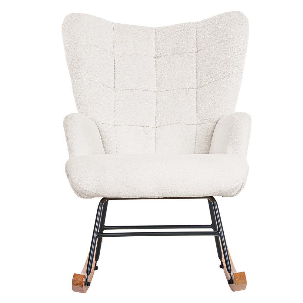Momentous Living - Fleece Rocking Chair with Wooden Rocker Legs – Beige ...