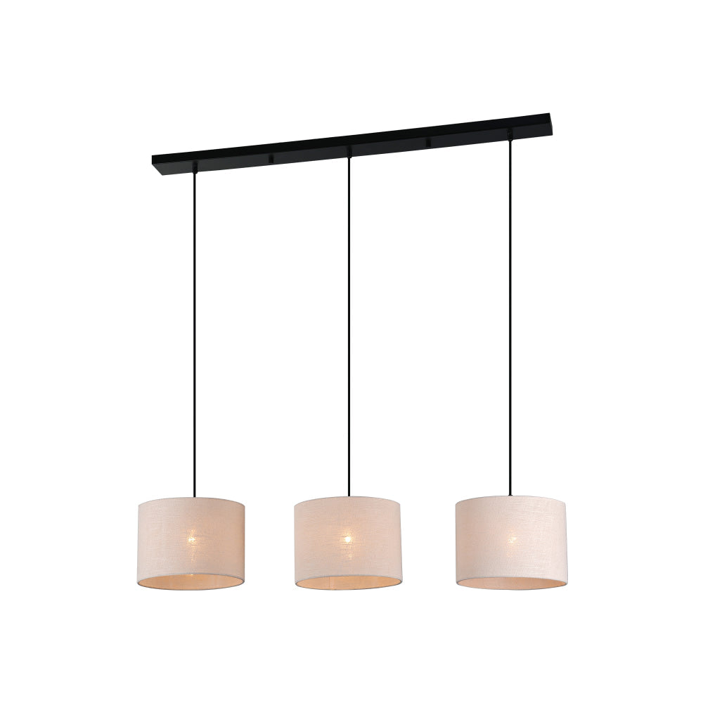 Flint Modern 3-Lights Metal Fixture Hanging Pendant Lamp Linen/Black Fast shipping On sale