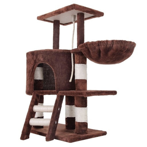 Floofi Plush Condo Cat Tree 104cm Brown Cares Fast shipping On sale