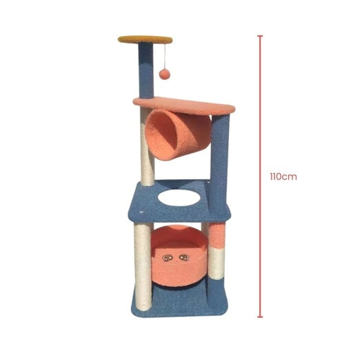 Floofi Emoji Plush Condo Cat Tree 110cm Blue Red Cares Fast shipping On sale