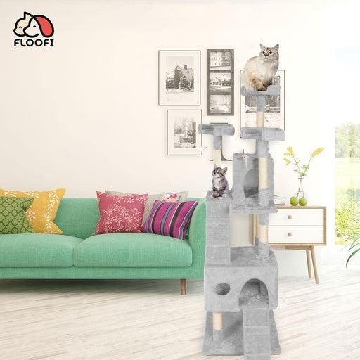 Floofi Plush Cat Condo Tree 170cm Grey Cares Fast shipping On sale