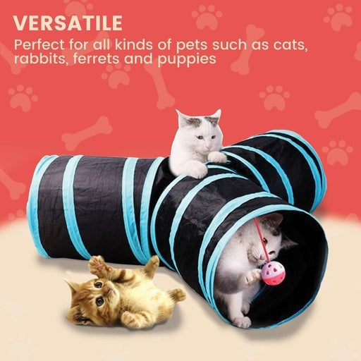 Floofi 4 Holes Pet Cat Tunnel Pink Cares Fast shipping On sale