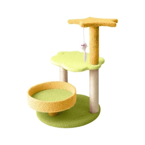 Floofi Galaxy Scratching Post Plush Cat Tree 75cm Yellow Green Cares Fast shipping On sale