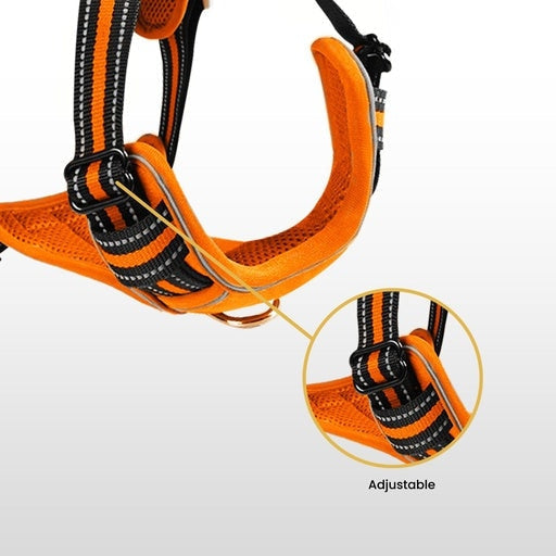 Floofi Dog Pet Harness Vest with Reflective Strips Size XL Orange Cares Fast shipping On sale