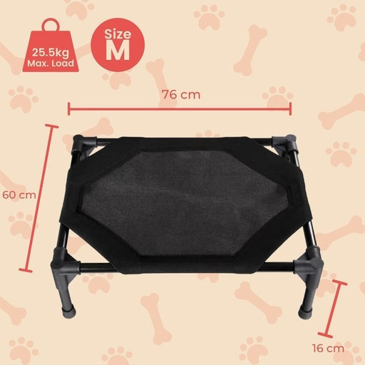 Floofi Elevated Pet Bed Mesh Cot-Style Size M - Black Cat Cares Fast shipping On sale