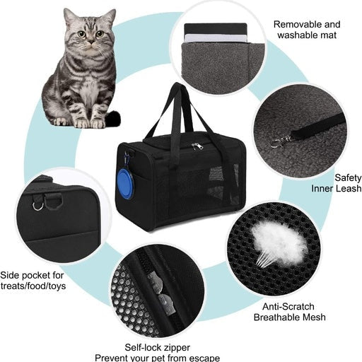 Floofi Portable Pet Carrier Size L - Black Cat Cares Fast shipping On sale