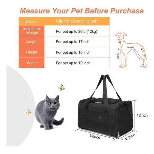 Floofi Portable Pet Carrier Size L - Black Cat Cares Fast shipping On sale