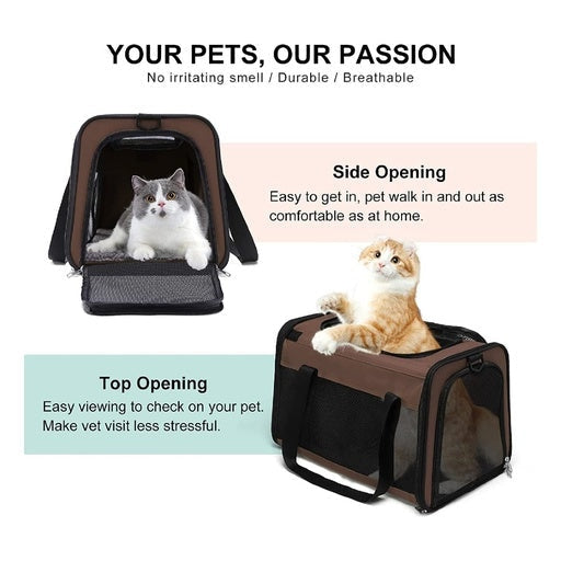 Floofi Portable Pet Carrier Size L - Brown Cat Cares Fast shipping On sale