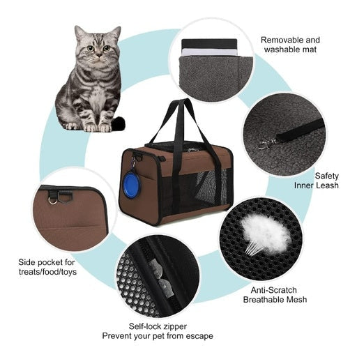 Floofi Portable Pet Carrier Size L - Brown Cat Cares Fast shipping On sale