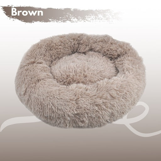 Floofi Pet Bed Round Plush Fabric Size XL 100CM - Brown Cat Cares Fast shipping On sale