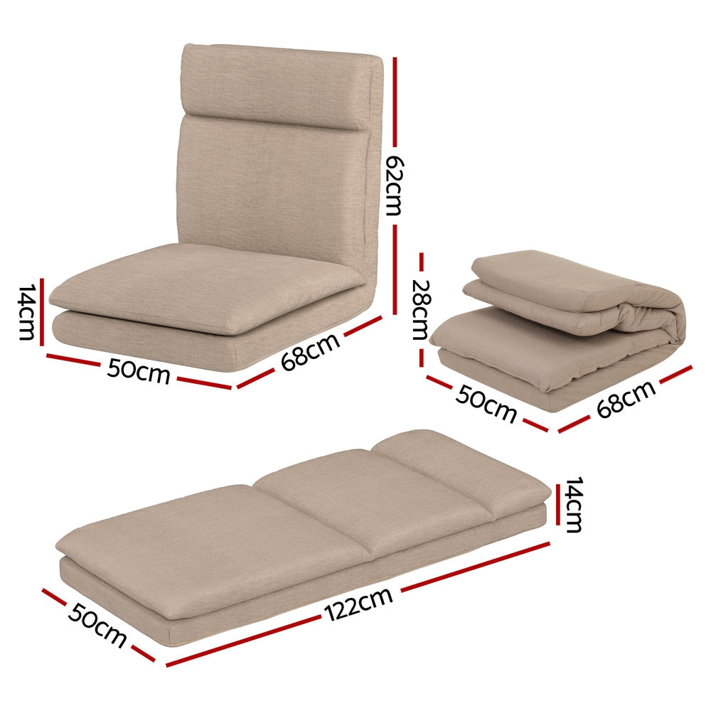 Floor Lounge Sofa Bed 1 Seater Linen Beige Fast shipping On sale