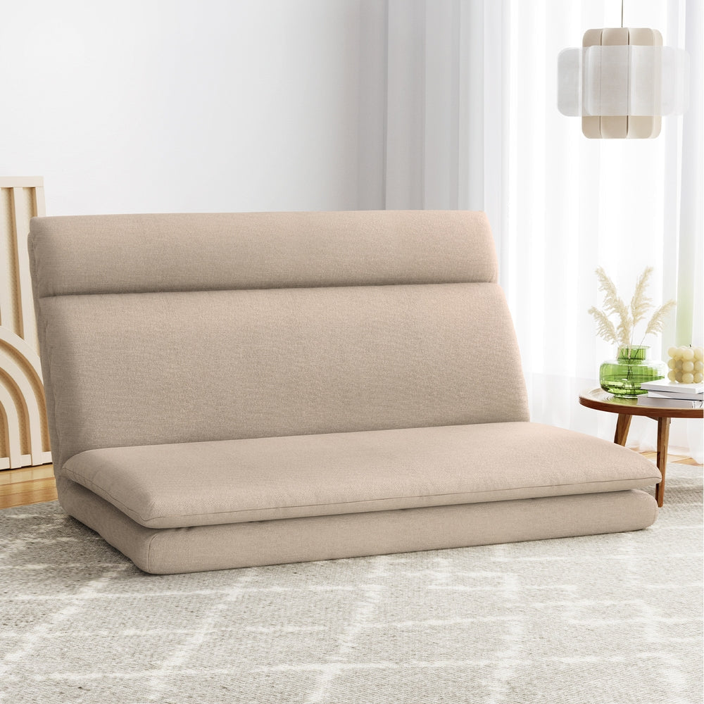 Floor Lounge Sofa Bed 2 Seater Linen Beige Fast shipping On sale