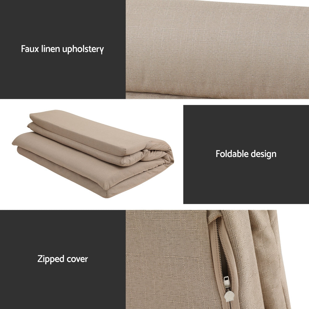 Floor Lounge Sofa Bed 2 Seater Linen Beige Fast shipping On sale