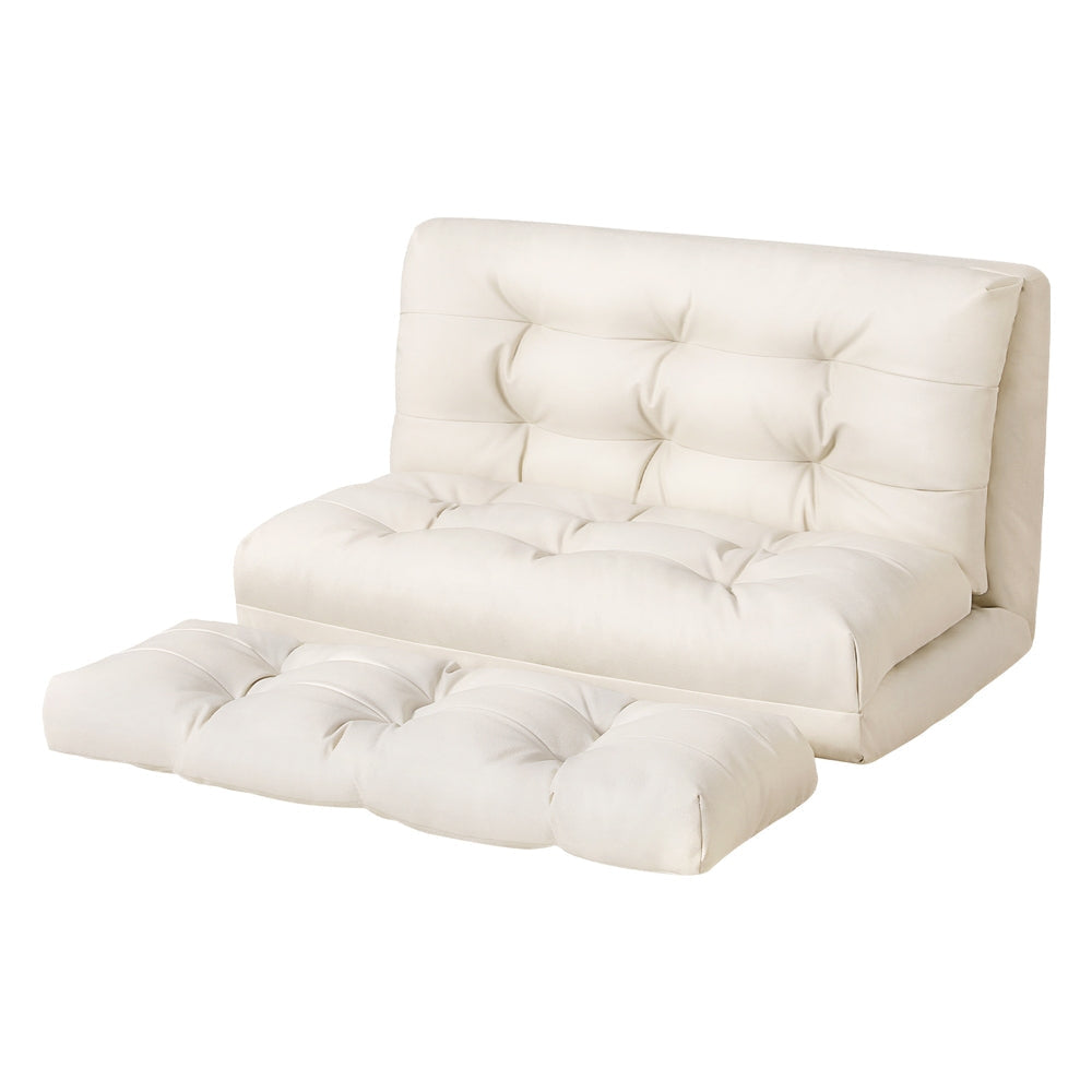 Floor Lounge Sofa Bed 2 Seater Pillow Leather White Fast shipping On sale