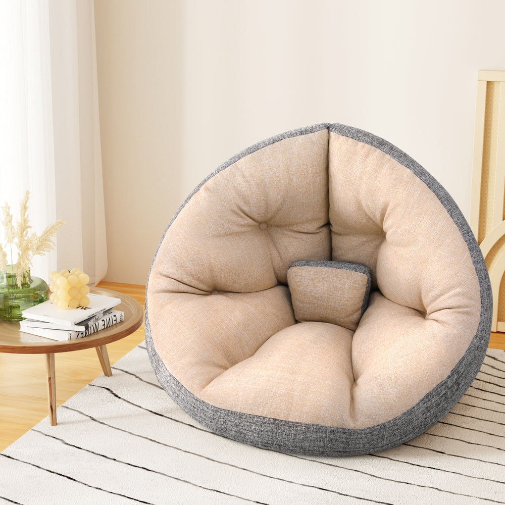 Floor Lounge Sofa Bed Chair Foldable Washable Beige Fast shipping On sale