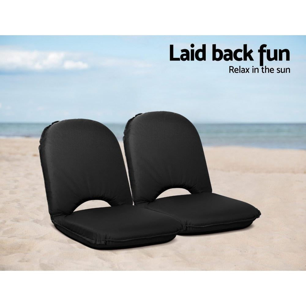 Foldable Beach Sun Picnic Seat - Black Outdoor Furniture Fast shipping On sale