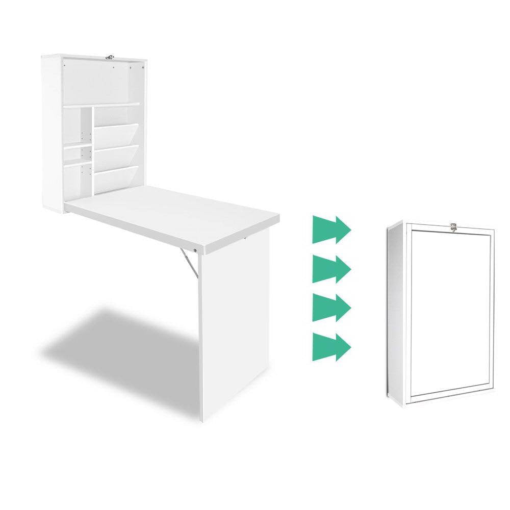 Foldable Desk with Bookshelf - White Bookcase Fast shipping On sale