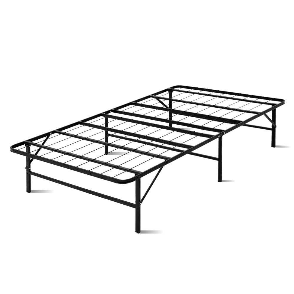 Foldable King Single Metal Bed Frame - Black Fast shipping On sale