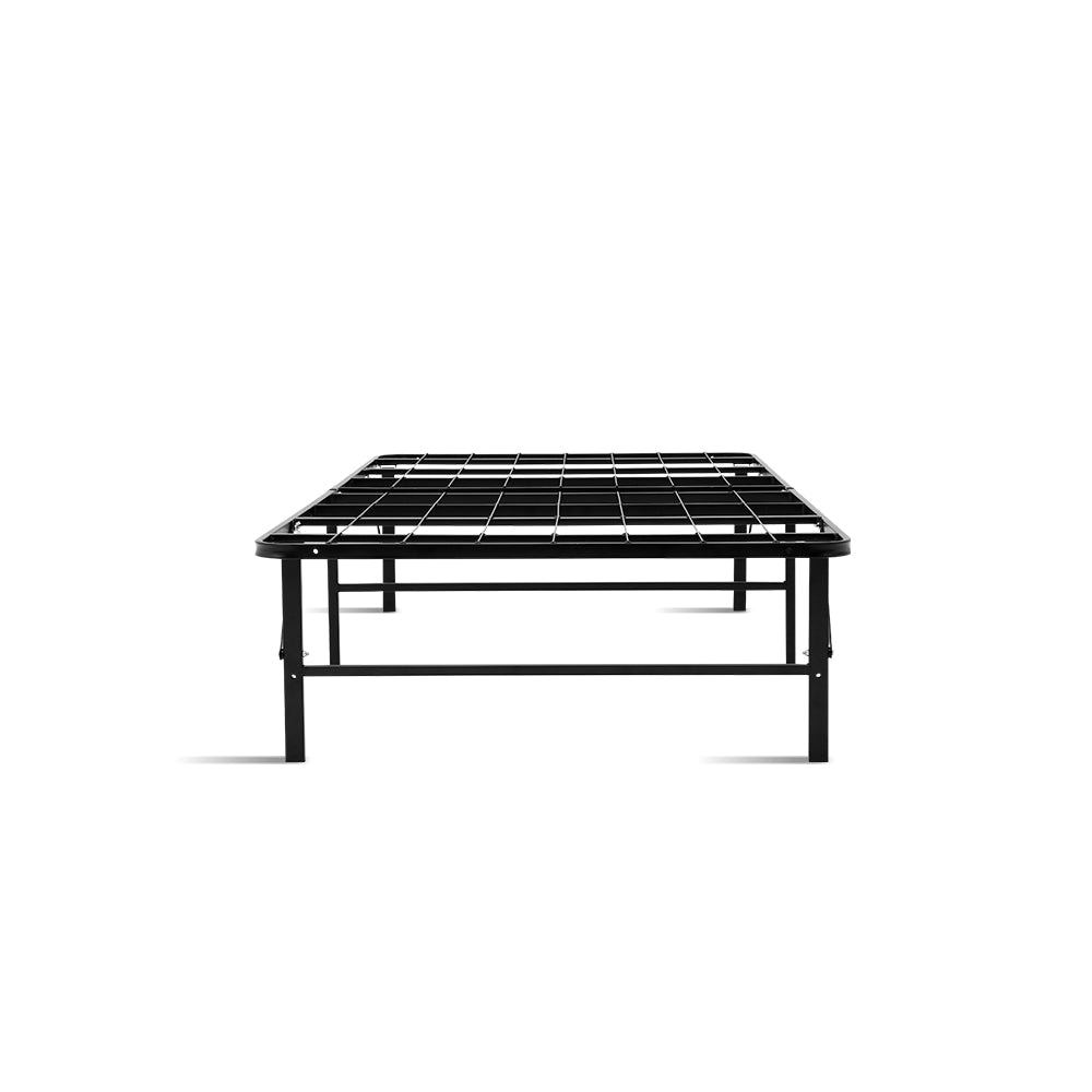 Foldable Single Metal Bed Frame - Black Fast shipping On sale