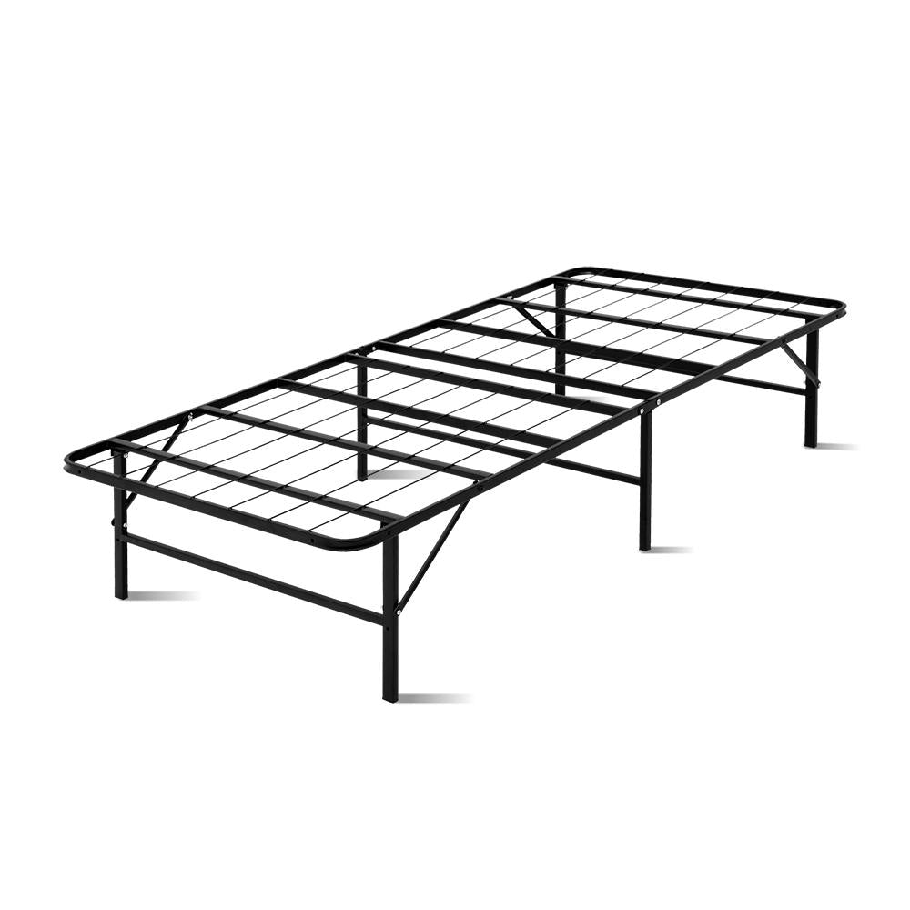Foldable Single Metal Bed Frame - Black Fast shipping On sale