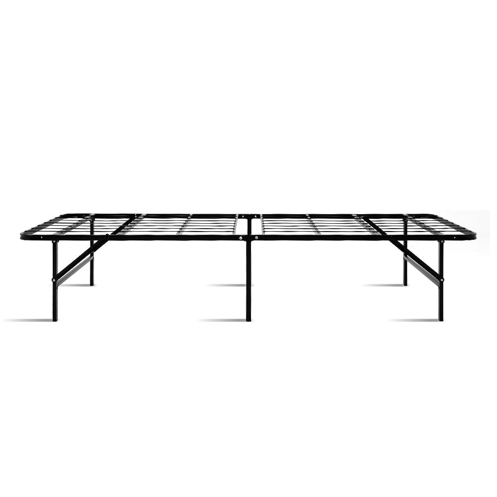 Foldable Single Metal Bed Frame - Black Fast shipping On sale