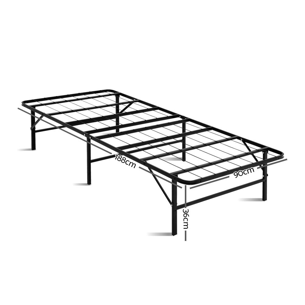 Foldable Single Metal Bed Frame - Black Fast shipping On sale