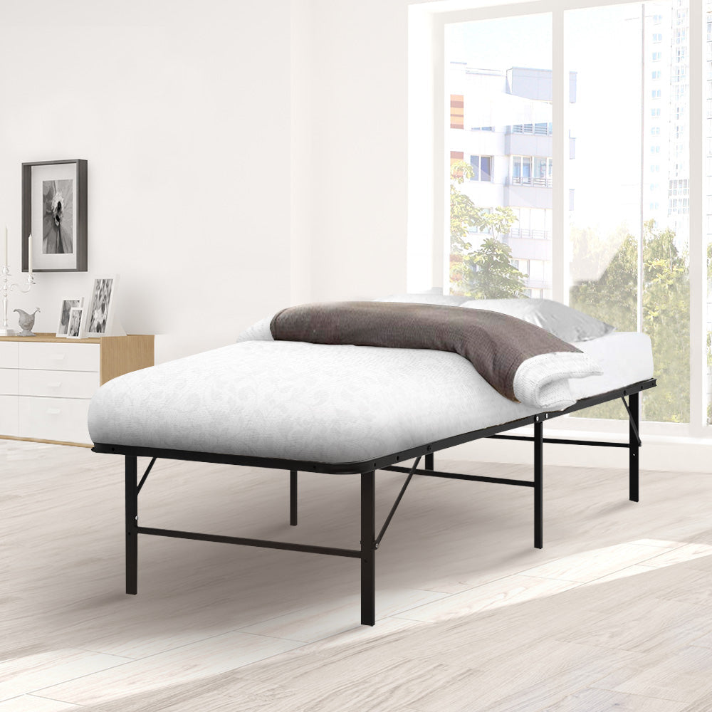 Foldable Single Metal Bed Frame - Black Fast shipping On sale