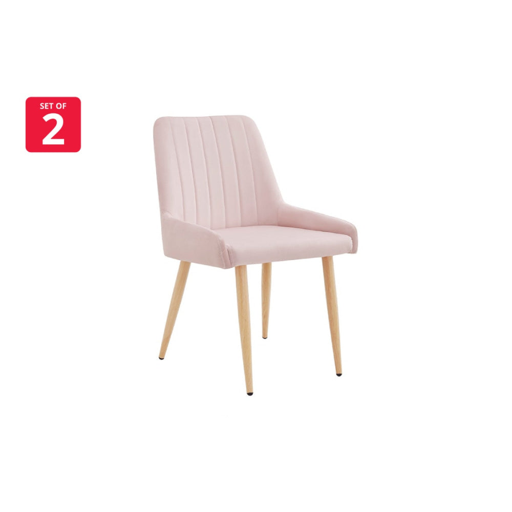 Fremantle Set of 2 Velvet Kitchen Dining Chairs Blush Chair Fast shipping On sale