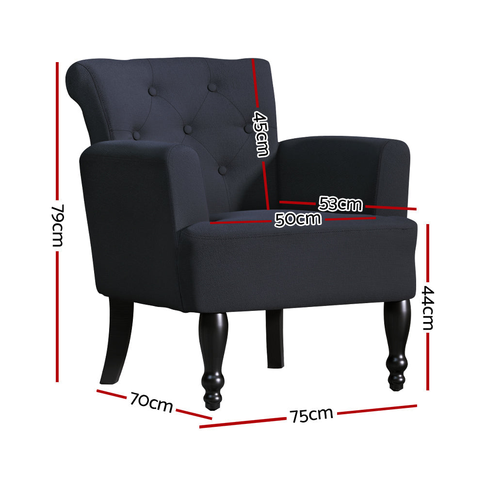 French Lorraine Chair Retro Wing - Black Lounge Fast shipping On sale