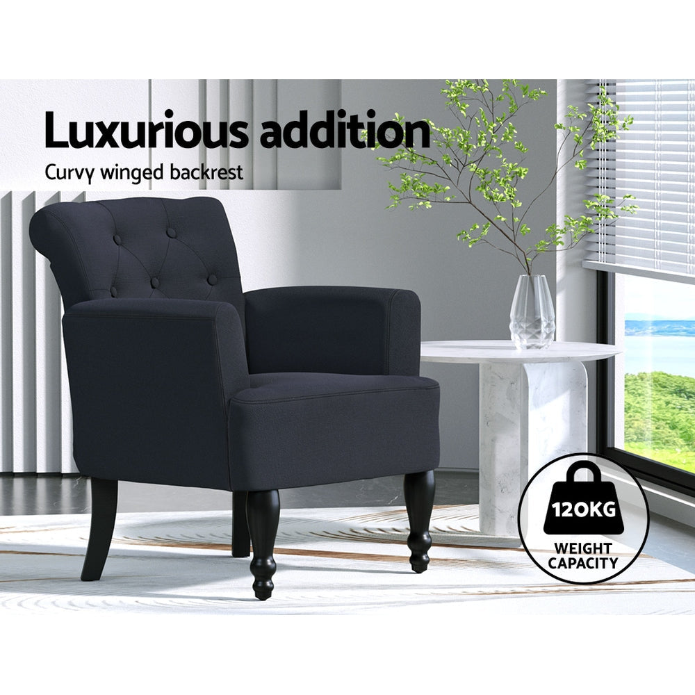 French Lorraine Chair Retro Wing - Black Lounge Fast shipping On sale