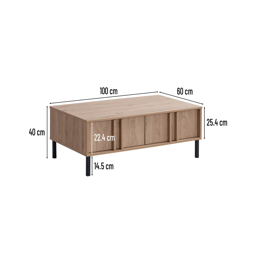 Gaea Rectangular Tea Coffee Table 2-Drawers Oak Fast shipping On sale