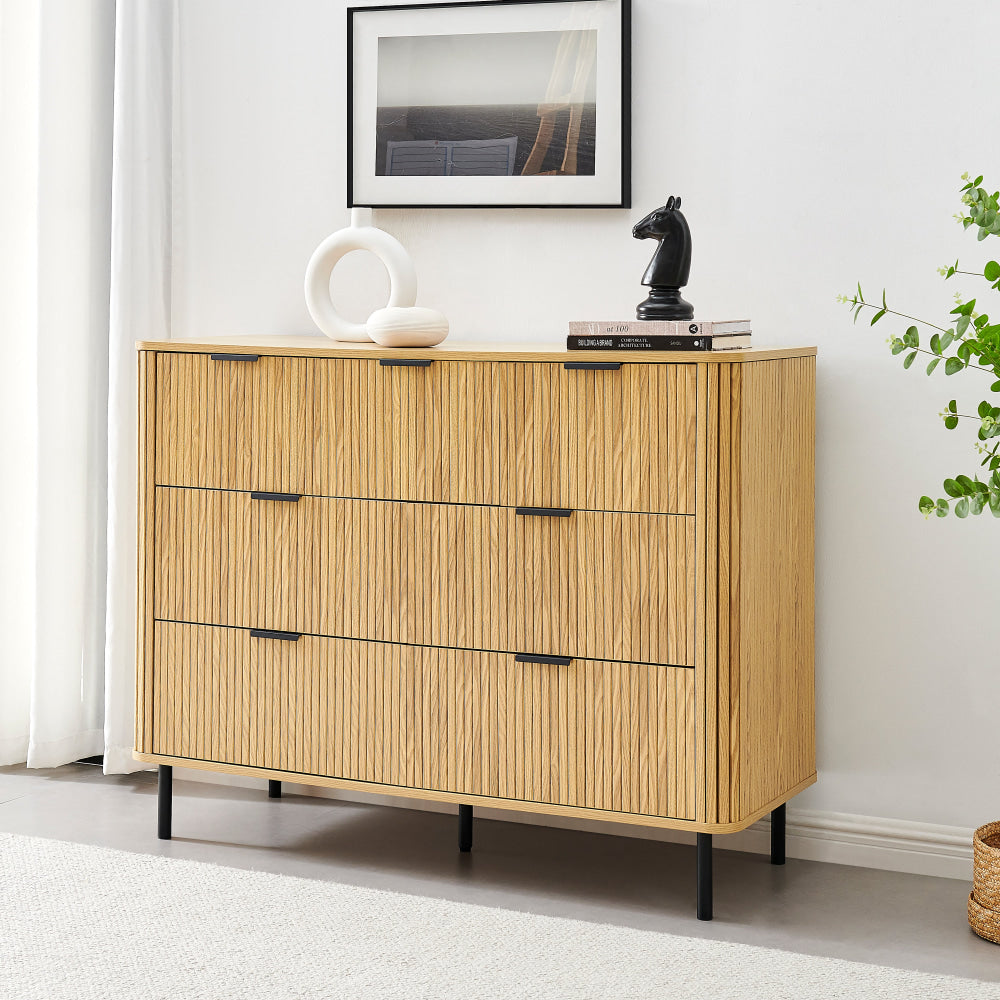Galene Dresser Lowboy Chest Of 7-Drawers Storage Cabinet Slat Oak Drawers Fast shipping On sale