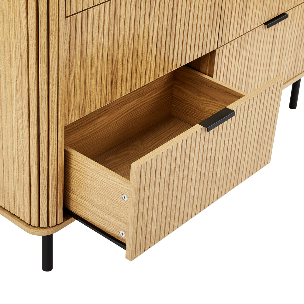 Galene Dresser Lowboy Chest Of 7-Drawers Storage Cabinet Slat Oak Drawers Fast shipping On sale