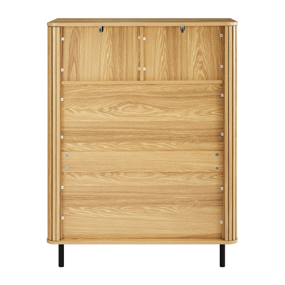 Galene Tallboy Chest Of 5-Drawers Storage Cabinet Slat Oak Drawers Fast shipping On sale