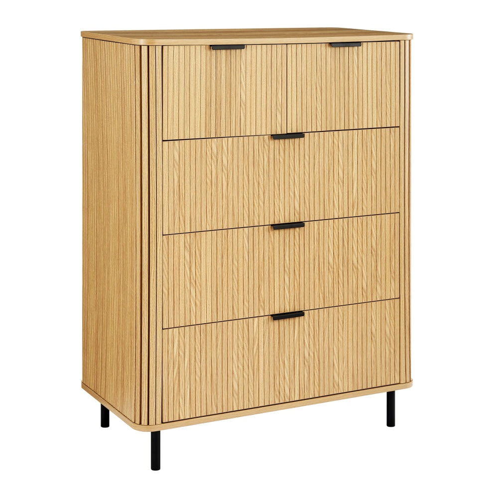 Galene Tallboy Chest Of 5-Drawers Storage Cabinet Slat Oak Drawers Fast shipping On sale