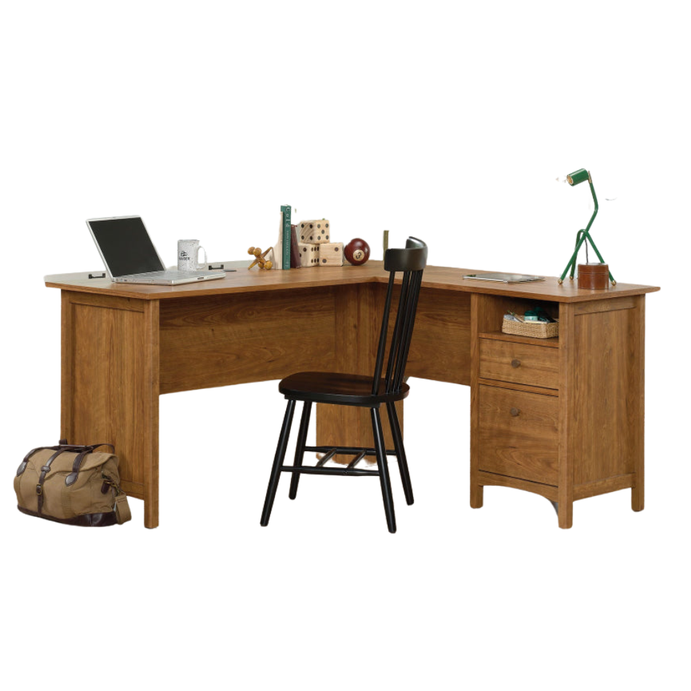 Gami Executive Wooden L-Shaped Home Office Computer Working Desk Prarie Cherry Fast shipping On sale