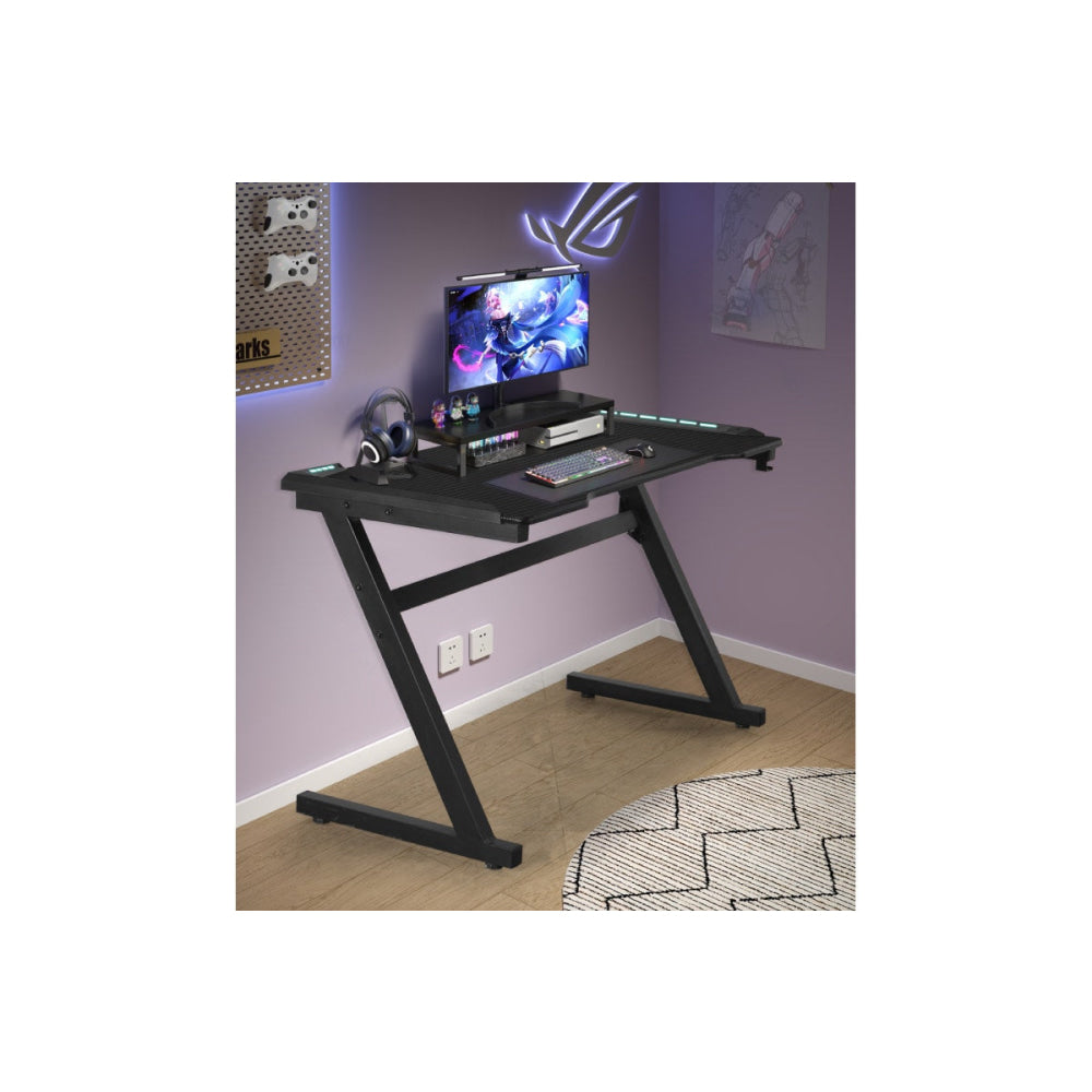Gaming Computer Office Task Working Desk with LED Light Black Fast shipping On sale