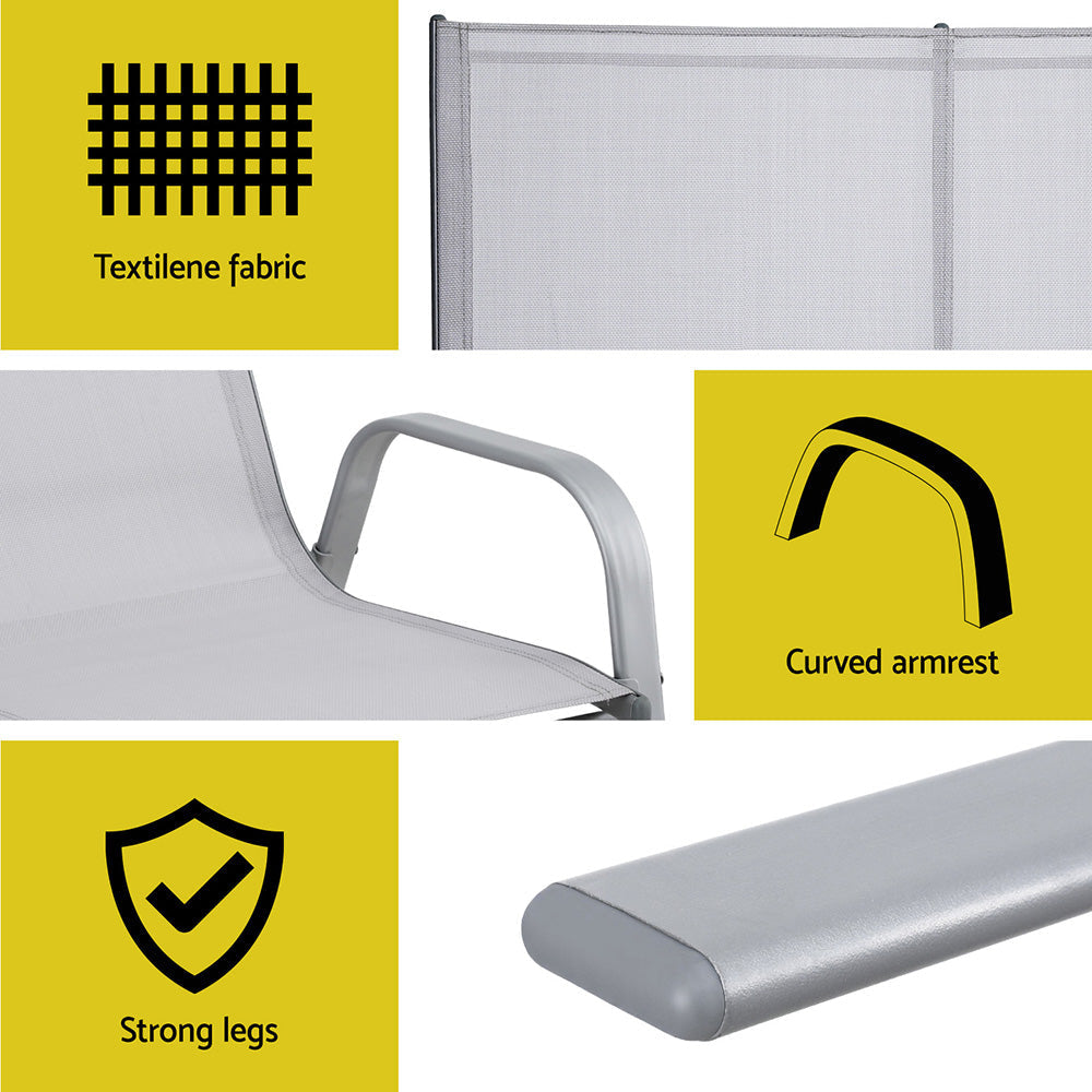 Garden Bench Seat Steel Outdoor Patio Park Lounge Backyard Chair Grey Furniture Fast shipping On sale