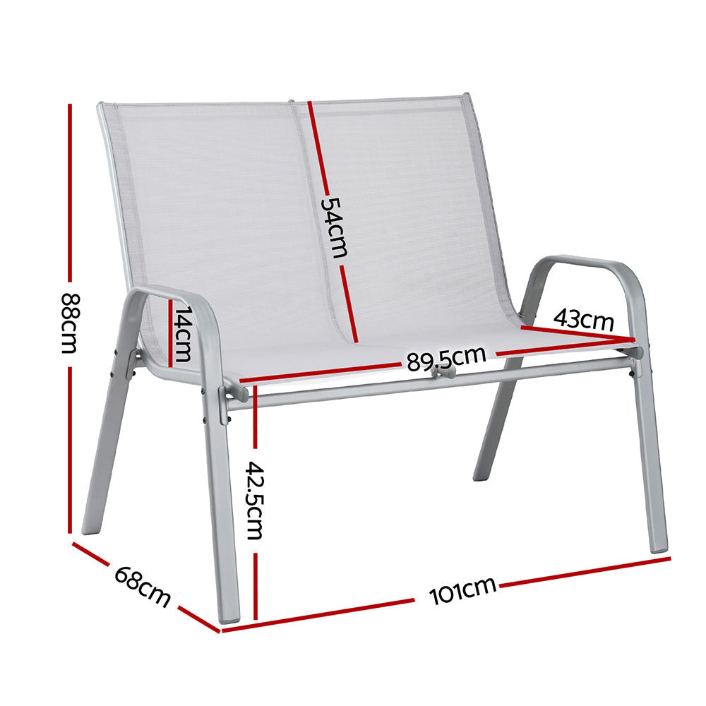 Garden Bench Seat Steel Outdoor Patio Park Lounge Backyard Chair Grey Furniture Fast shipping On sale