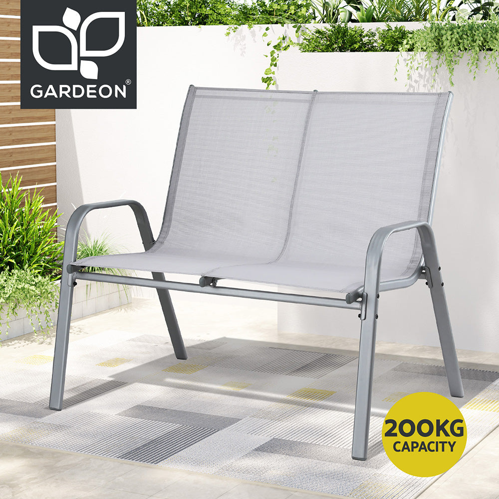 Garden Bench Seat Steel Outdoor Patio Park Lounge Backyard Chair Grey Furniture Fast shipping On sale
