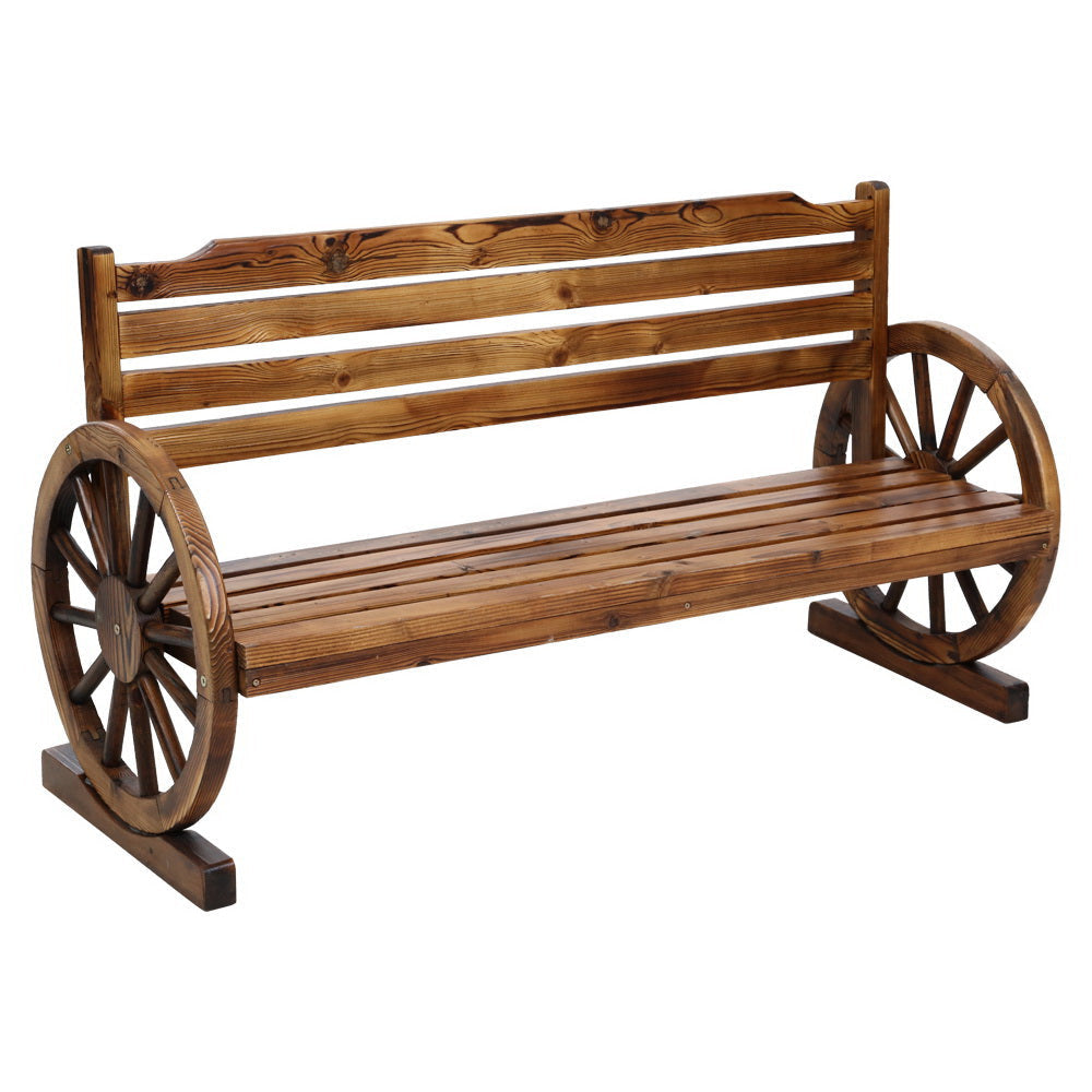 Garden Bench Wooden Wagon Chair 3 Seat Outdoor Furniture Backyard Lounge Fast shipping On sale