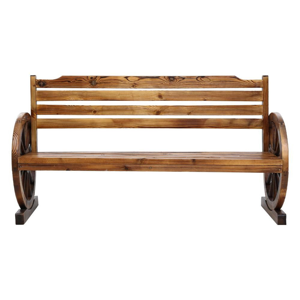 Garden Bench Wooden Wagon Chair 3 Seat Outdoor Furniture Backyard Lounge Fast shipping On sale